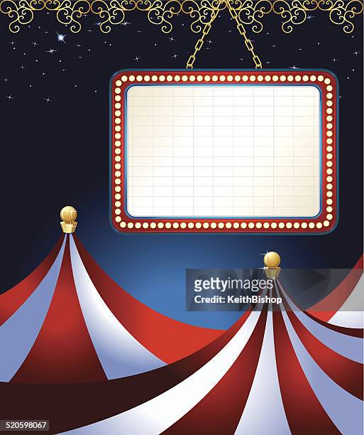 zirkuszelt anzeigetafel für kino oder theater hintergrund - zirkuszelt stock-grafiken, -clipart, -cartoons und -symbole