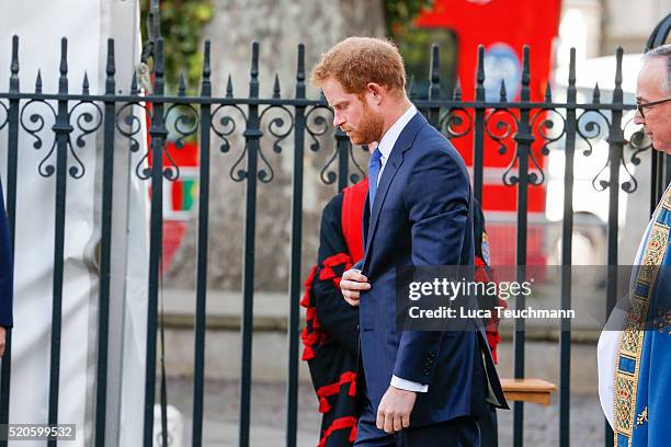 Prince Harry attends Service Of Commemoration For Tunisia Terrorist Attacks at Westminster Abbey on April 12, 2016 in London, England.