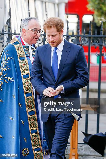 Prince Harry attends Service Of Commemoration For Tunisia Terrorist Attacks at Westminster Abbey on April 12, 2016 in London, England.