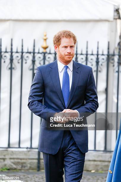 Prince Harry attends Service Of Commemoration For Tunisia Terrorist Attacks at Westminster Abbey on April 12, 2016 in London, England.