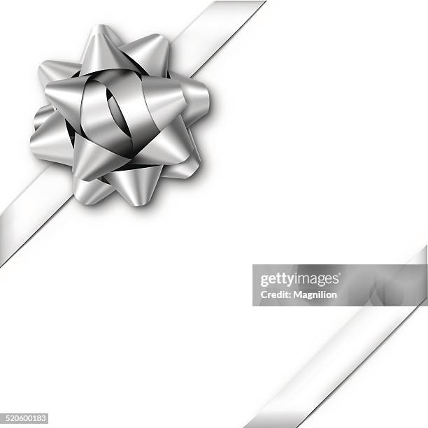 bildbanksillustrationer, clip art samt tecknat material och ikoner med silver gift bow with ribbons - knut