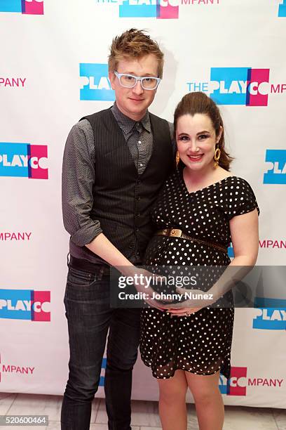 Writer Kyle Jarrow and wife, actress Lauren Worsham attend The Play Company's 13th Annual Cabaret Gourmet at Espace on April 11, 2016 in New York...