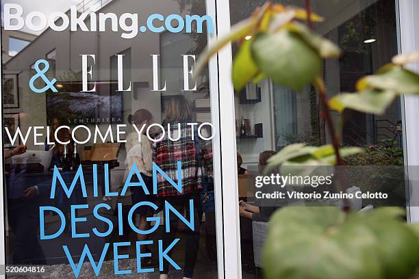 General view of the atmosphere at the Elle.it lounge during the Milan Design Week on April 13, 2016 in Milan, Italy.