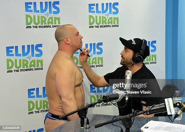 Greg T and Dr. Miami visit "The Elvis Duran Z100 Morning Show" at Z100 Studio on April 12, 2016 in New York City.
