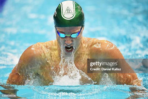 Daniel Tranter of Australia competes in the Men's 200 metre Individual Medley during day six of the 2016 Australian Swimming Championships at the...