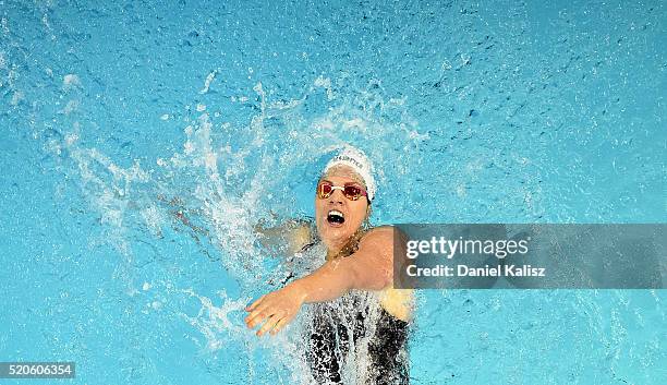 Emily Seebohm of Australia competes in the Women's 200 metre Backstroke during day six of the 2016 Australian Swimming Championships at the South...