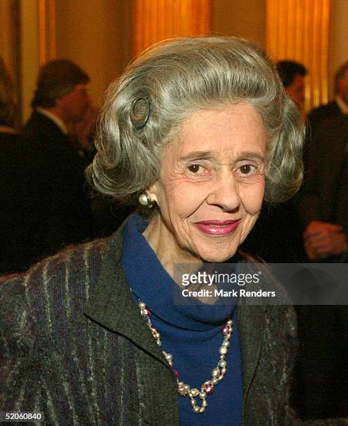 Queen Fabiola of the Belgium Royal Family attends a reception at the Royal Palace on January 25, 2005 in Brussels, Belgium. The event sees some of...