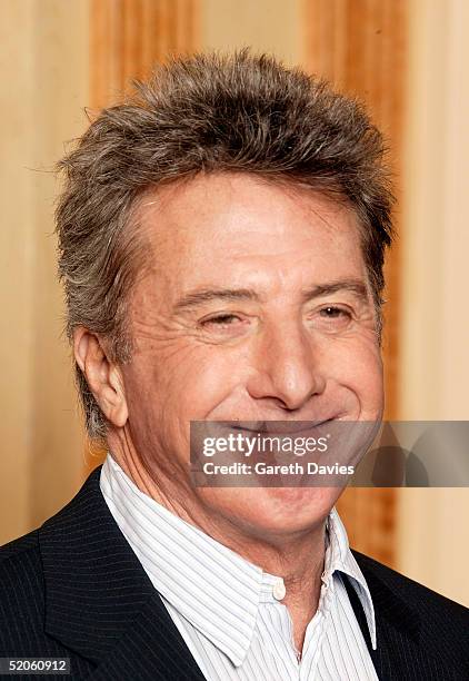 Actor Dustin Hoffman poses at the "Meet The Fockers" Press Junket at The Dorchester Hotel on January 25, 2005 in London. The film is the sequel to...