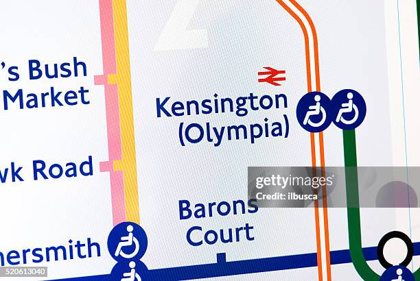 london underground map - olympia stockfoto's en -beelden