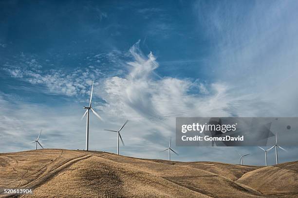 wind turbines on hill - wind turbine california stock pictures, royalty-free photos & images