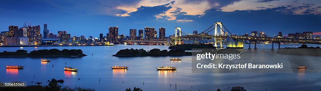Tokyo Bay Panorama with Boats
