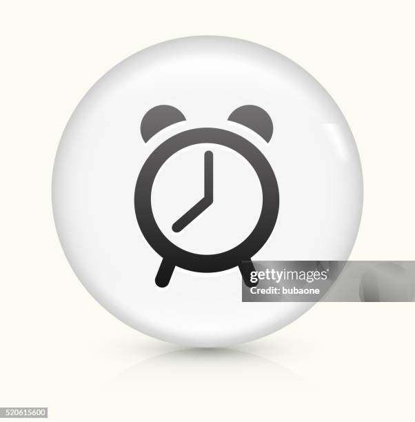 alarm clock icon on white round vector button - alarm clock ringing stock illustrations