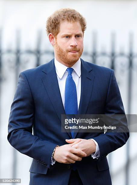 Prince Harry attends a Service of Commemoration for victims of the 2015 Terrorist Attacks in Tunisia at Westminster Abbey on April 12, 2016 in...