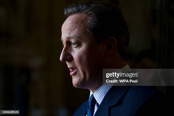 British Prime Minister David Cameron leaves after a service of commemoration for victims of the 2015 terrorist attacks in Tunisia at Westminster...