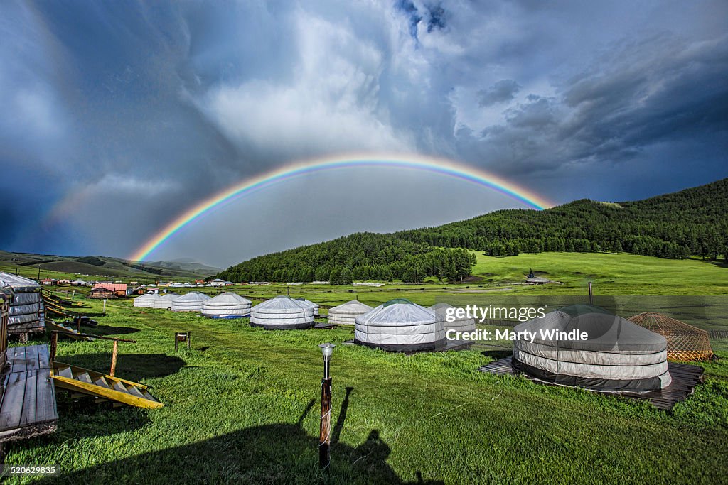 Rainbow over Ger ,Tsenher Hot Springs , Mongolia