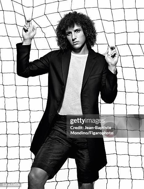 Soccer player David Luiz is photographed for Madame Figaro on February 24, 2016 in Paris, France. Coat , t-shirt and shorts . PUBLISHED IMAGE. CREDIT...