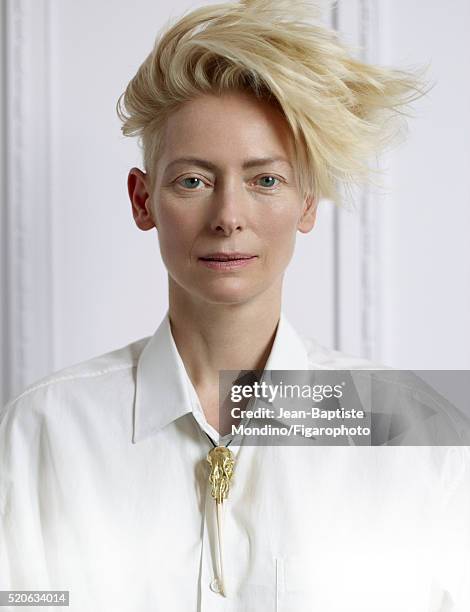 Actress Tilda Swinton is photographed for Madame Figaro on February 6, 2016 in Paris, France. Shirt , necklace . PUBLISHED IMAGE. CREDIT MUST READ:...