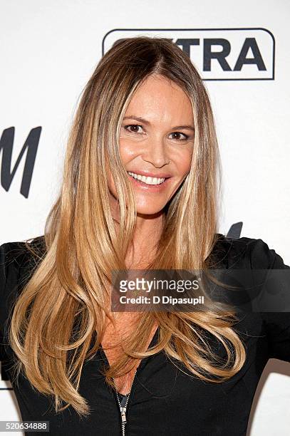Elle Macpherson visits "Extra" at their New York studios at H&M in Times Square on April 12, 2016 in New York City.