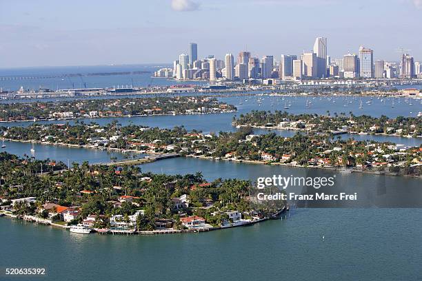 islands near downtown miami - miami house stock pictures, royalty-free photos & images