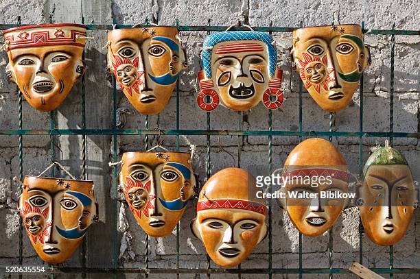 native mexican ceramic masks - dolores hidalgo stock pictures, royalty-free photos & images