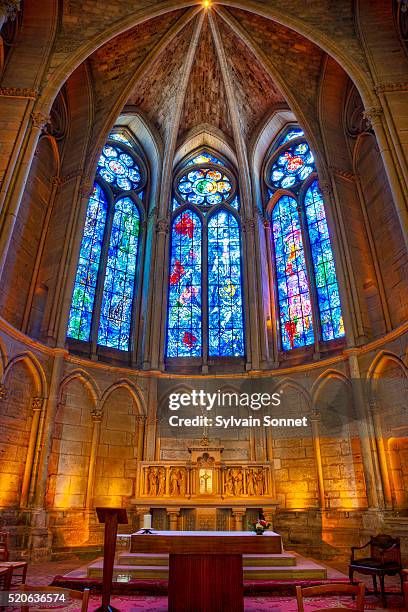 notre-dame de reims cathedral, france - marc chagall stock pictures, royalty-free photos & images