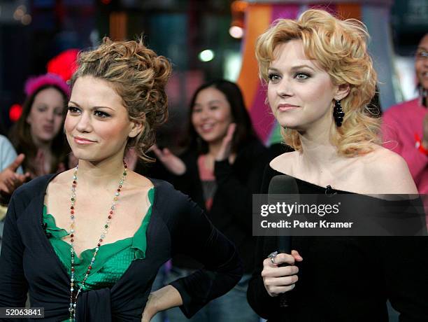Actresses Bethany Joy Lenz and Hilarie Burton from, "One Tree Hill" make an appearance on MTV's Total Request Live January 25, 2005 in New York City.