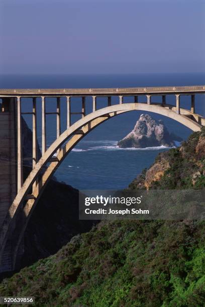 bixby bridge near pacific coast - pont de bixby photos et images de collection