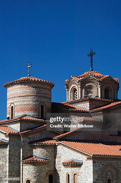 morning view of newly built sveti kliment i pantelejmon church - ohrid stock pictures, royalty-free photos & images