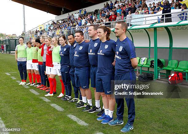 Head coach Mark Sampson of England looks on before the UEFA Women's European Championship Qualifier match between Bosnia and Herzegovina and England...