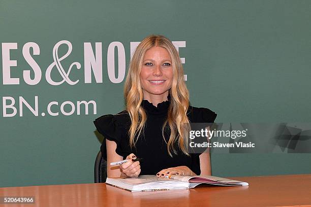 Gwyneth Paltrow signs copies of her new book "It's All Easy" at Barnes & Noble, 5th Avenue on April 12, 2016 in New York City.