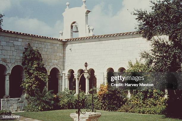 The central courtyard of the St. Bernard de Clairvaux Church, later the Ancient Spanish Monastery, in North Miami Beach, Miami, Florida, USA, circa...