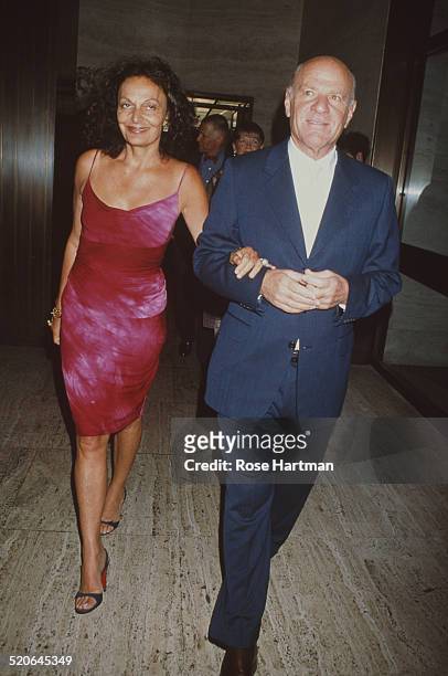 Belgian born American fashion designer, Diane von Fürstenberg with her husband, American businessman, Barry Diller, at a CFDA party held at the Four...