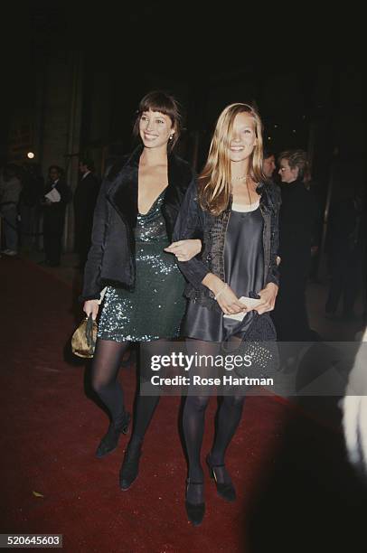 English model Kate Moss and American model Christy Turlington attend the CFDA Awards, New York City, USA, 1993.