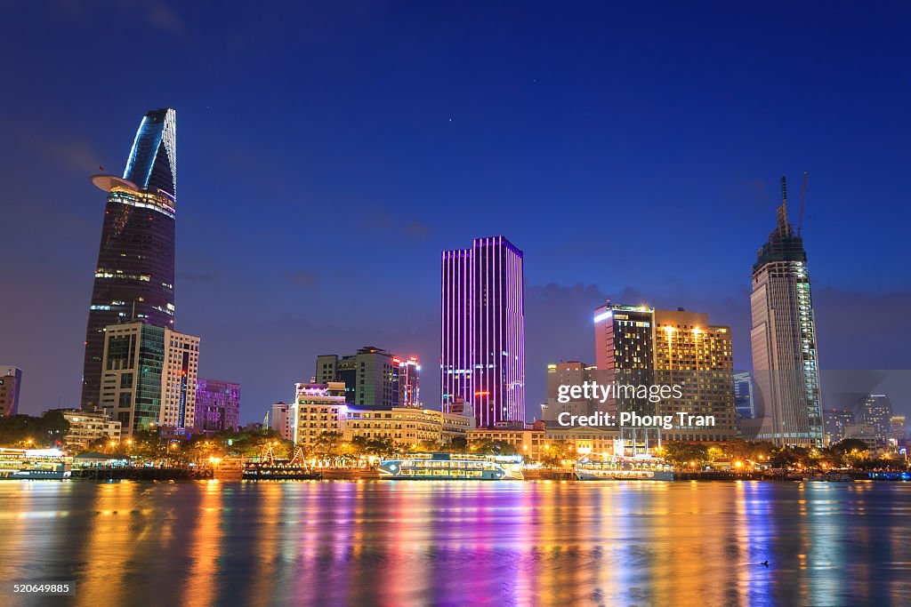 Downtown Saigon in twilight, Vietnam