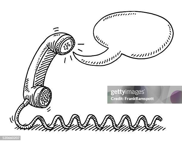 telephone receiver speech bubble drawing - phone receiver stock illustrations