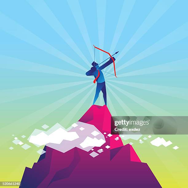target higher - bow arrow stock illustrations
