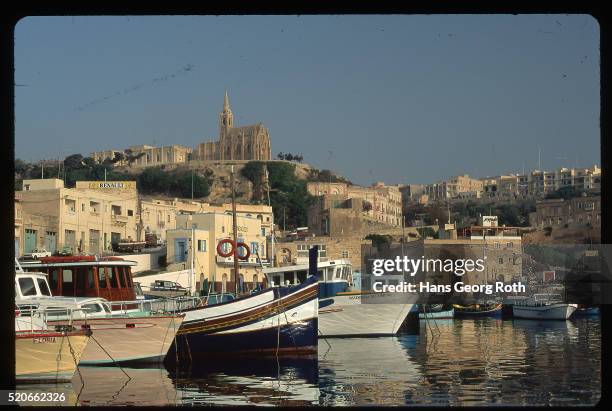 mgarr on gozo - mgarr harbour stock pictures, royalty-free photos & images