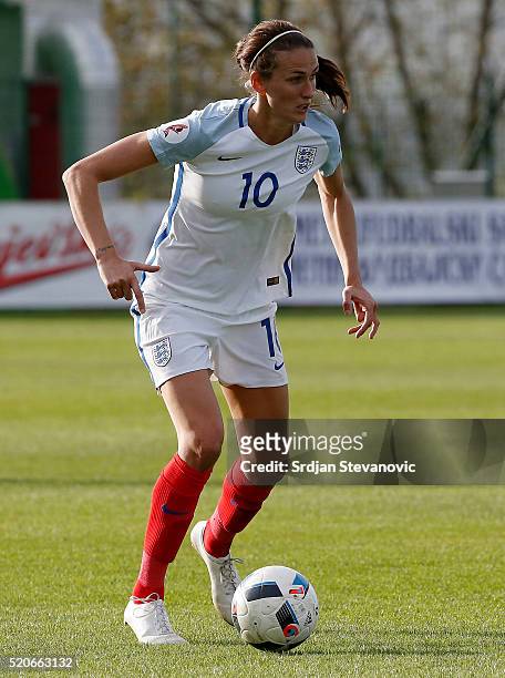 Jill Scott of England in action during the UEFA Women's European Championship Qualifier match between Bosnia and Herzegovina and England at FF BIH...
