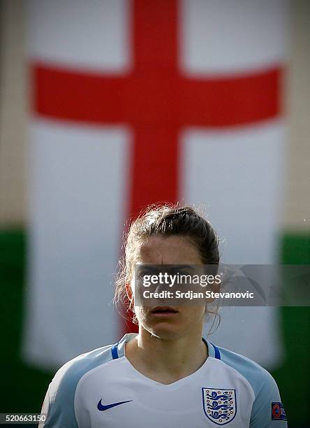 Karen Carney of England looks on during the UEFA Women's European Championship Qualifier match between Bosnia and Herzegovina and England at FF BIH...