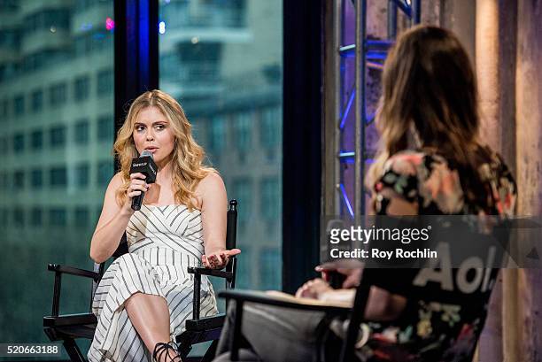 Actor Rose McIver discusses her show "iZombie" with AOL Build at AOL Studios In New York on April 12, 2016 in New York City.