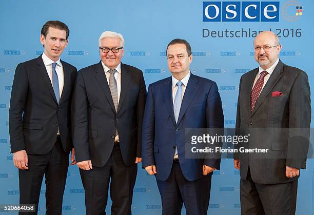 Sebastian Kurz, Foreign Minister of Austria, German Foreign Minister Frank-Walter Steinmeier, Ivica Dacic, Foreign Minister of Serbia and Lamberto...