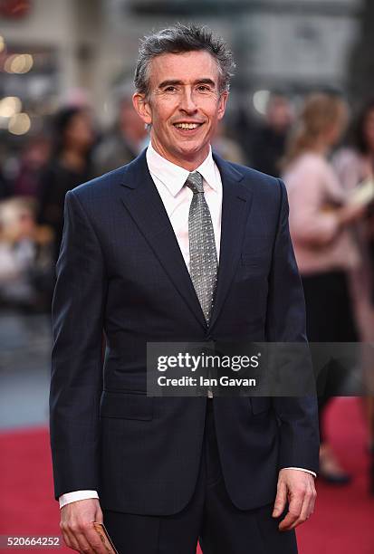 Steve Coogan arrives for the UK film premiere of "Florence Foster Jenkins" at Odeon Leicester Square on April 12, 2016 in London, England.