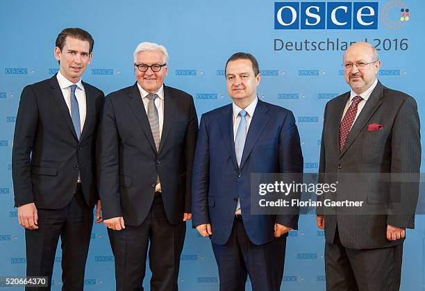 Sebastian Kurz, Foreign Minister of Austria, German Foreign Minister Frank-Walter Steinmeier, Ivica Dacic, Foreign Minister of Serbia and Lamberto...