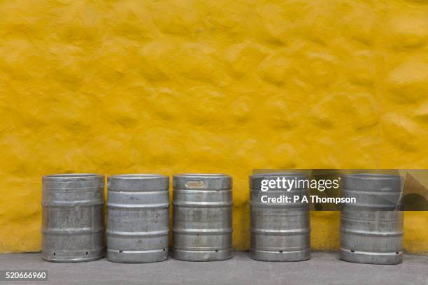 beer barrels outside pub in dingle - barrel stock pictures, royalty-free photos & images