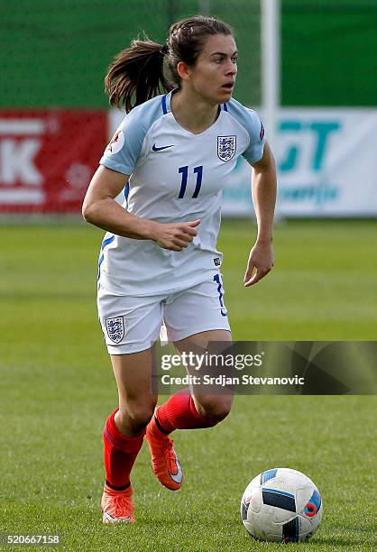 Karen Carney of England in action during the UEFA Women's European Championship Qualifier match between Bosnia and Herzegovina and England at FF BIH...