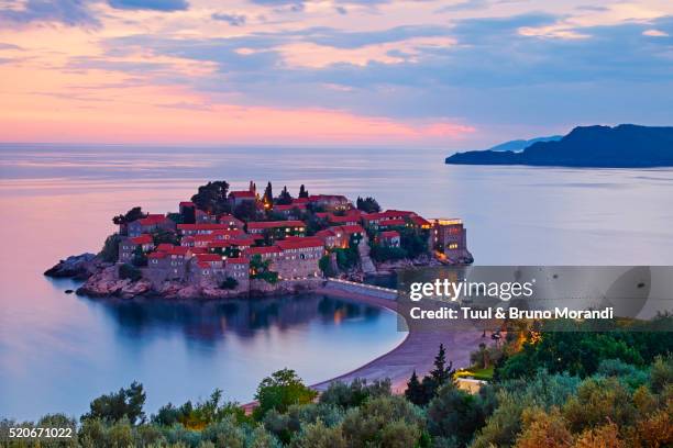 montenegro, sveti stefan - montenegro stock pictures, royalty-free photos & images