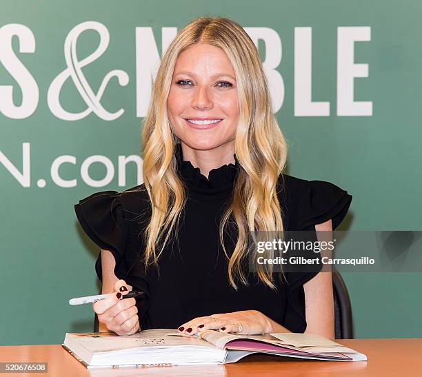 Actress Gwyneth Paltrow Signs Copies Of Her New Book 'It's All Easy' at Barnes & Noble, 5th Avenue on April 12, 2016 in New York City.