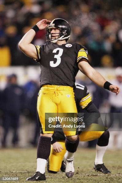 Jeff Reed Kick Place kicker Jeff Reed of the Pittsburgh Steelers follows through ...