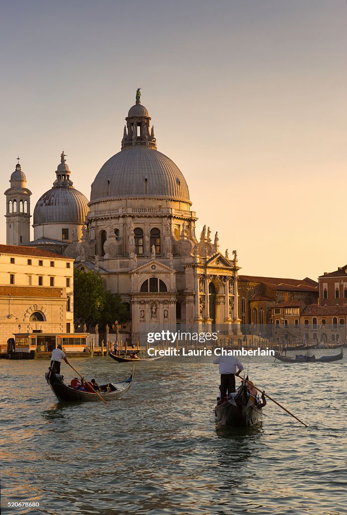 Gondolas and church, Venice, Italy