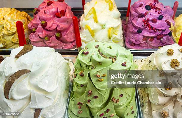 italian gelato or ice cream, florence, tuscany, italy - gelato fotografías e imágenes de stock